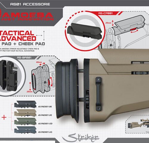 Tactical Advanced Butt pad  plus  cheek pad for Amoeba Striker AS01/02, Dark Earth