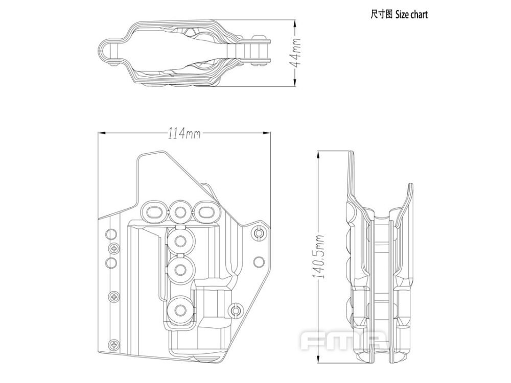 FMA Low Kydex Holster (G-Series with Flashlight ALPC), Right Hand - Tan