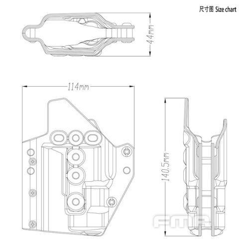 FMA Low Kydex Holster (G-Series with Flashlight ALPC), Right Hand - Tan