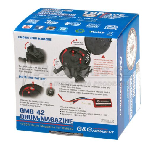 G a G Electric Drum Magazine for MG42, 1700 BBs - Black