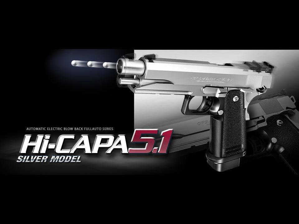 TM AAA Hi-Capa 5.1 Blowback (EBB) Battery Pistol - Silver