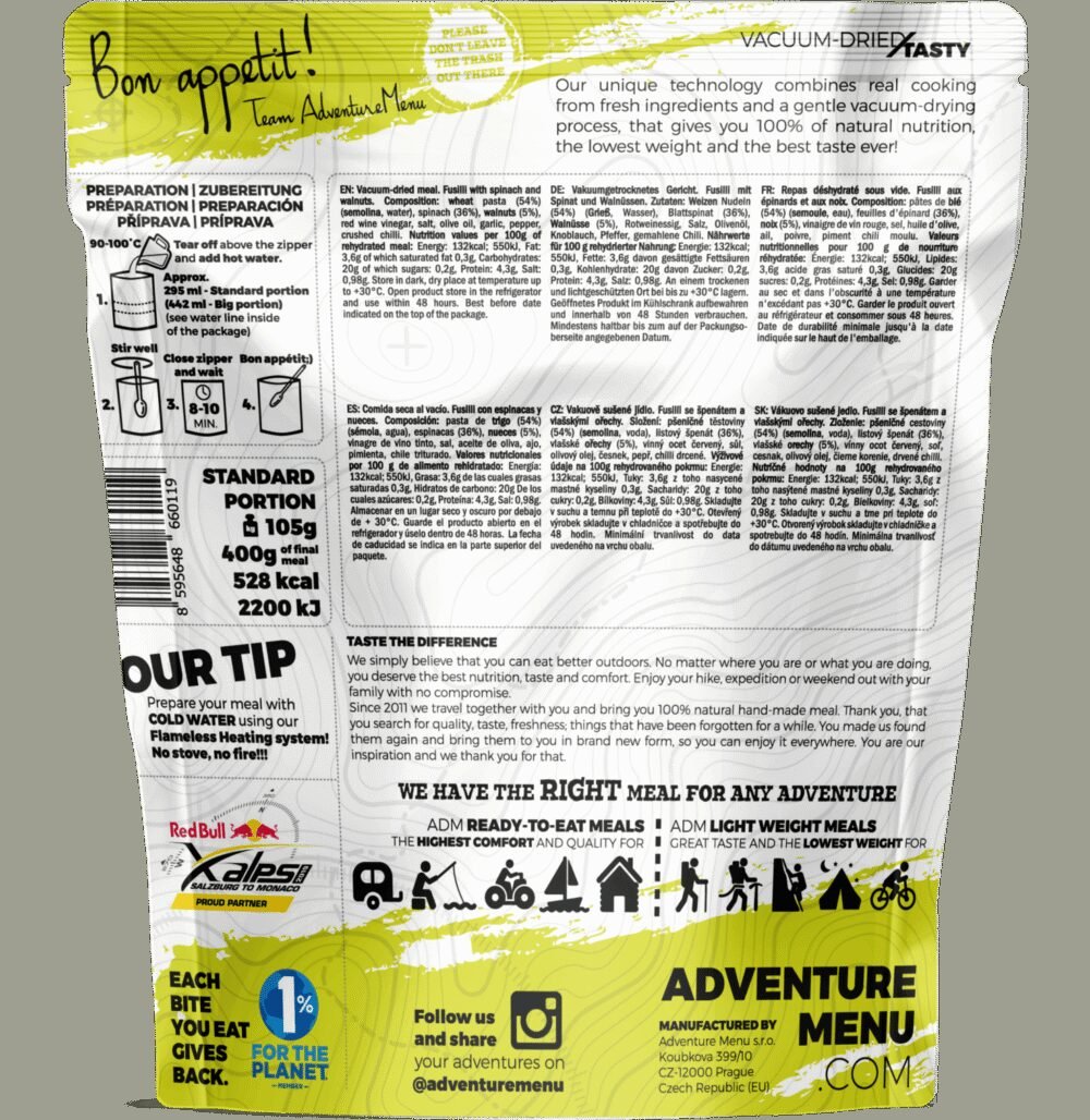 Lightweight Fusilli with spinach and walnuts (VEGAN) 400g