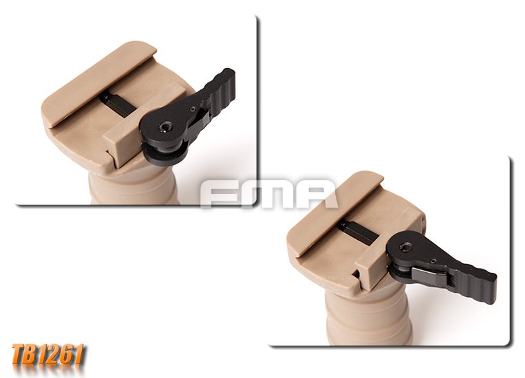 FMA Short Vertical STUBBY Grip with QD RIS Rail Mount - Tan