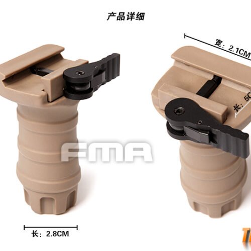 FMA Short Vertical STUBBY Grip with QD RIS Rail Mount - Tan