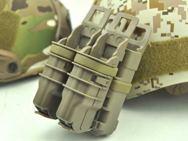 FMA MOLLE FastMag Pouches Set for M4 / 5.56 Magazine and 2 Pistol Magazines - Tan