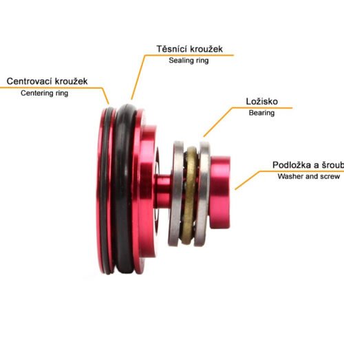 Metal flat piston head with the bearing