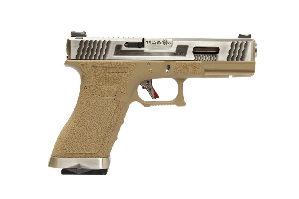 WE GBB Gas Pistol R18C Gen4 T8 Custom - Tan/Silver