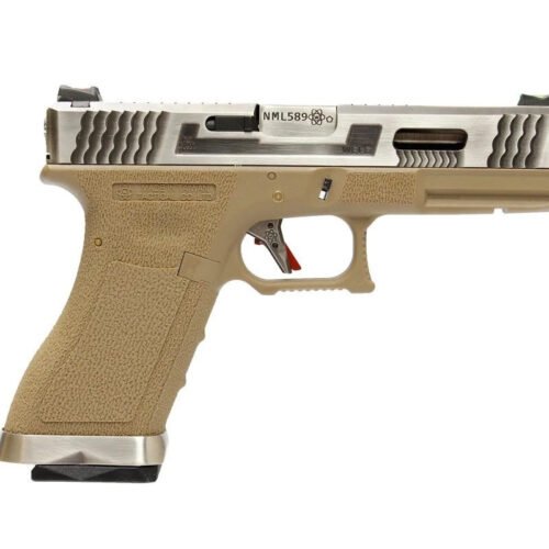 WE GBB Gas Pistol R18C Gen4 T8 Custom - Tan/Silver