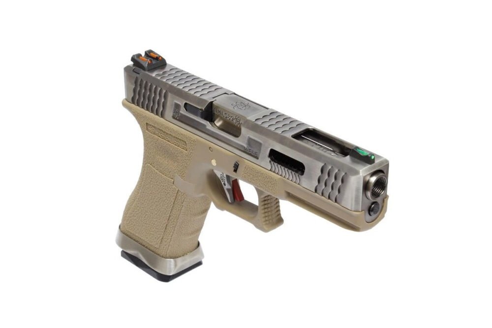 WE GBB Gas Pistol R18C Gen4 T8 Custom - Tan/Silver