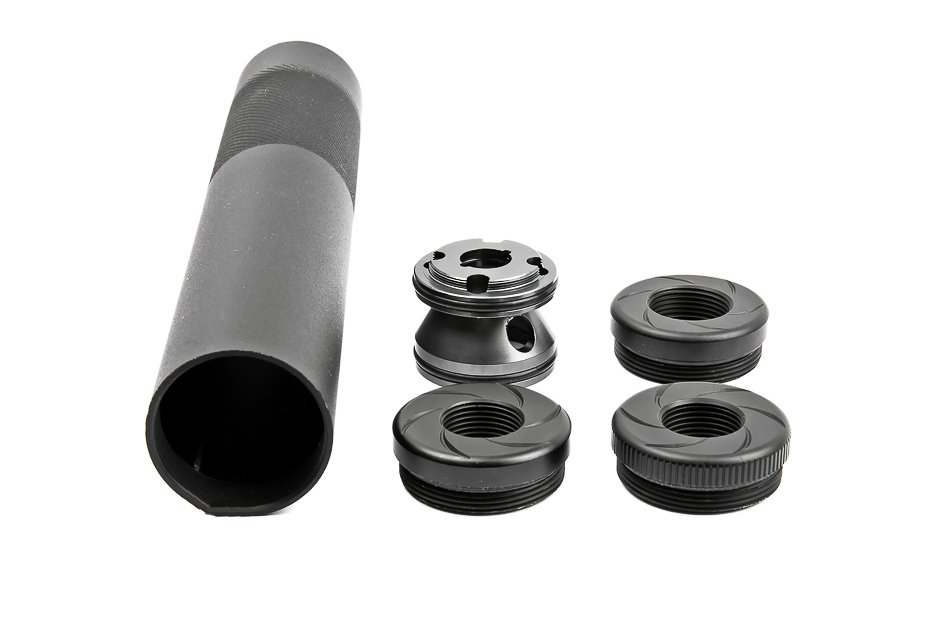 ML Aluminum Suppressor WHISPER MOCK SILENCER 175 x 30 mm, Medium - Black