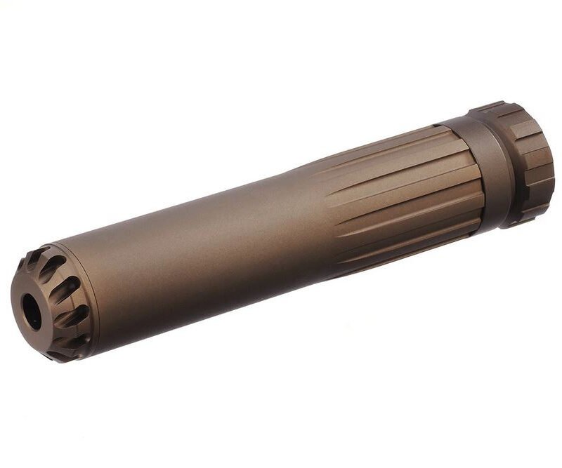 AA Aluminum Silencer AAP 169x35 mm, 14- mm CCW - Tan