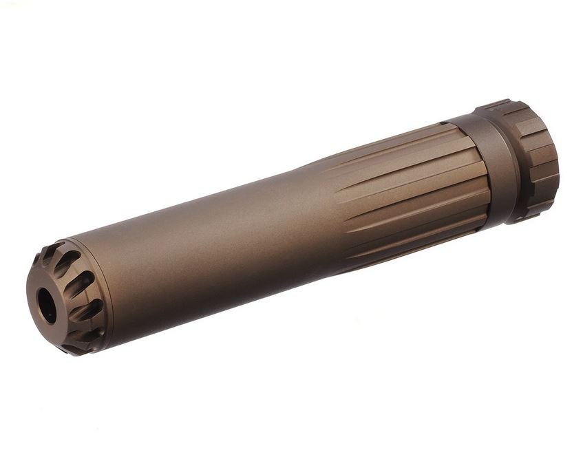 AA Aluminum Silencer AAP 169x35 mm, 14- mm CCW - Tan