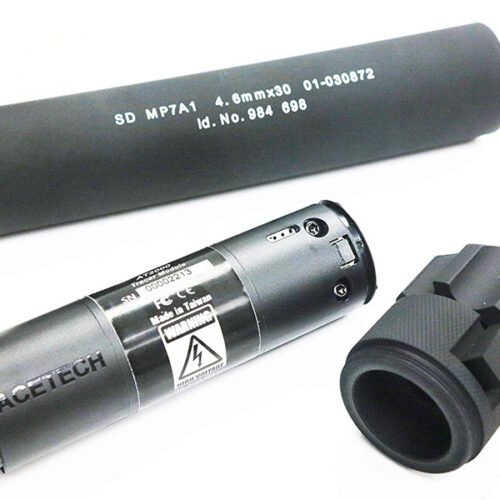 Angry Gun QD Silencer for WE SMG-8 (MP7) GBB with Tracer unit, 12- mm (CCW) - Black
