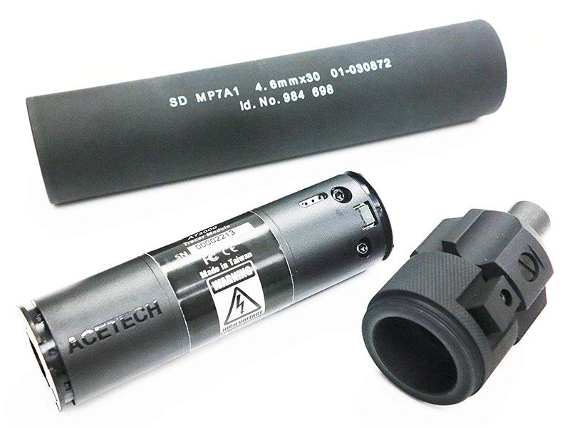 Angry Gun QD Silencer for WE SMG-8 (MP7) GBB with Tracer unit, 12- mm (CCW) - Black