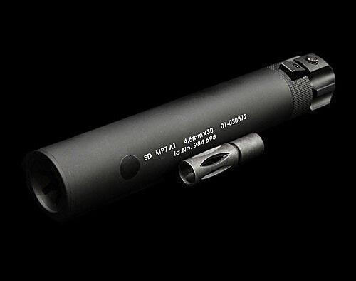 Angry Gun QD Power-Up Silencer for WE SMG-8 (MP7) GBB, 12- mm (CCW) - Black