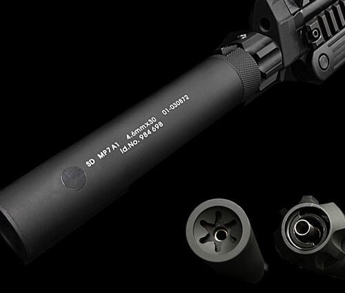 Angry Gun QD Power-Up Silencer for WE SMG-8 (MP7) GBB, 12- mm (CCW) - Black