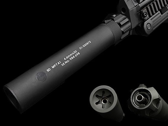 Angry Gun QD Power-Up Silencer for WE SMG-8 (MP7) GBB, 12- mm (CCW) - Black