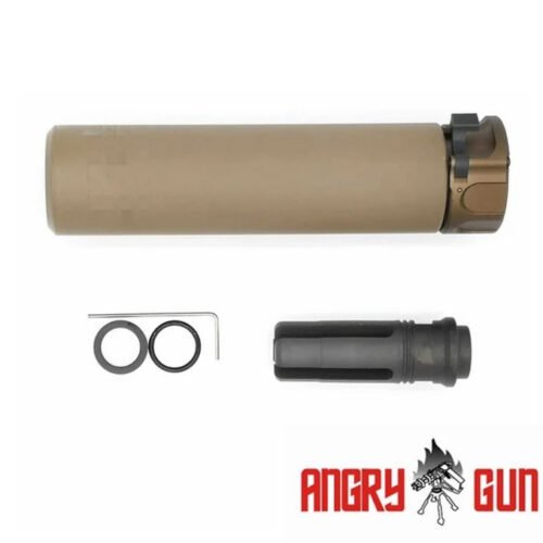 Angry Gun QD SOCOM556 Silencer (Full Markings), 14- mm (CCW) - Tan
