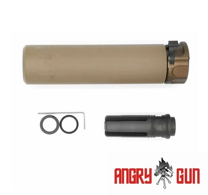 Angry Gun QD SOCOM556 Silencer (Full Markings), 14- mm (CCW) - Tan