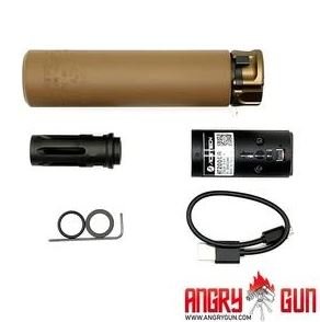 Angry Gun QD SOCOM416 Silencer (Full Markings) with Tracer unit, 14- mm (CCW) - Tan