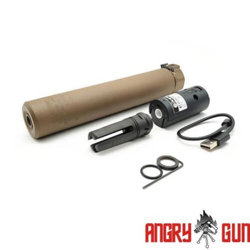 Angry Gun QD SOCOM762 Silencer (Full Markings) with Tracer unit, 14- mm (CCW) - Tan