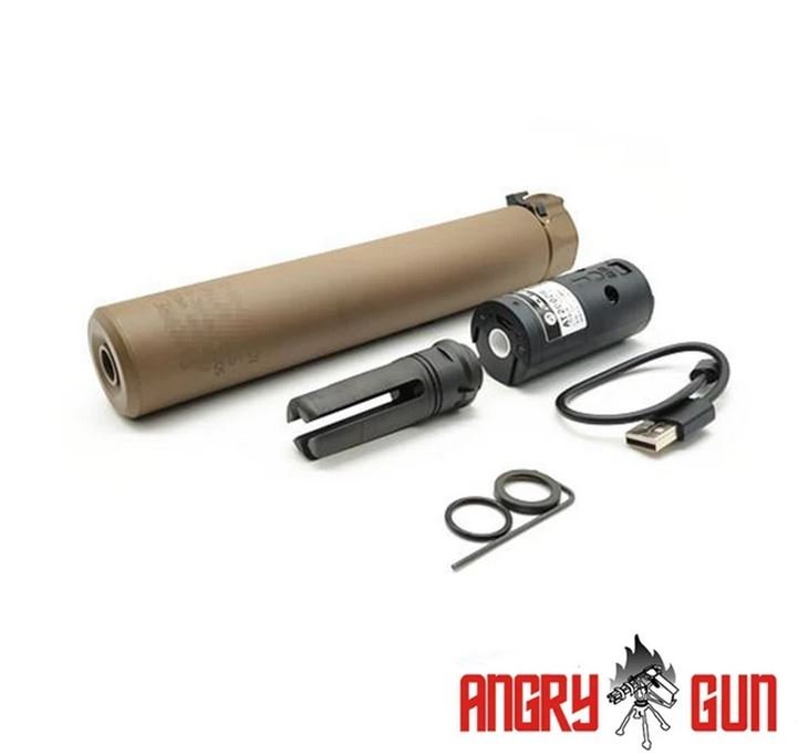 Angry Gun QD SOCOM762 Silencer (Full Markings) with Tracer unit, 14- mm (CCW) - Tan