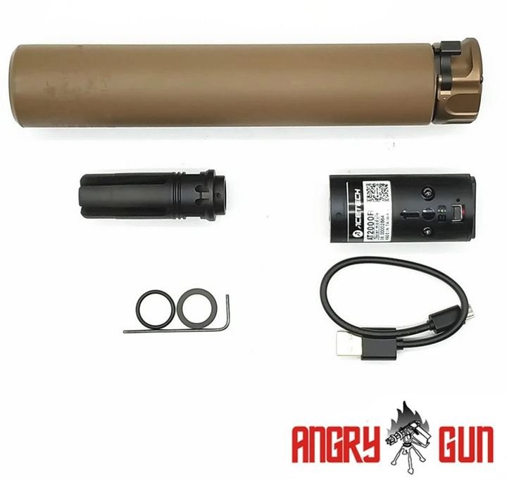 Angry Gun QD SOCOM762 Silencer (Full Markings) with Tracer unit, 14- mm (CCW) - Tan