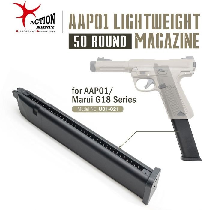 AA Long Gas Magazine for AAP-01 / G-series GBB, 50 BBs - Black