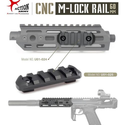 AA Metal RIS Rail for M-LOK, 5 Slots / 60 mm - Black