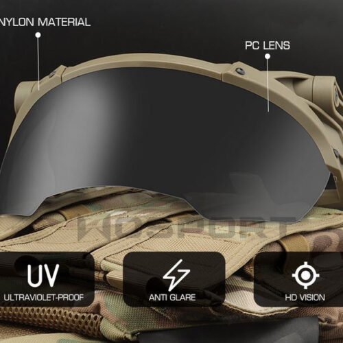 Tactical helmet outer suspension flip goggles - Black