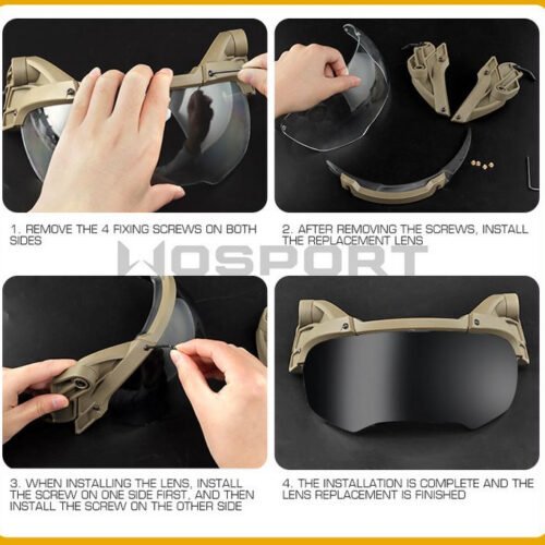 Tactical helmet outer suspension flip goggles - Black