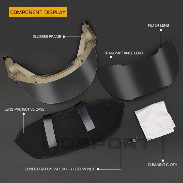 35403 Tactical helmet outer suspension flip goggles - OD