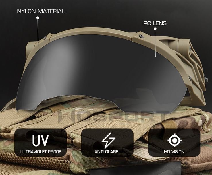 35407 Tactical helmet outer suspension flip goggles - OD