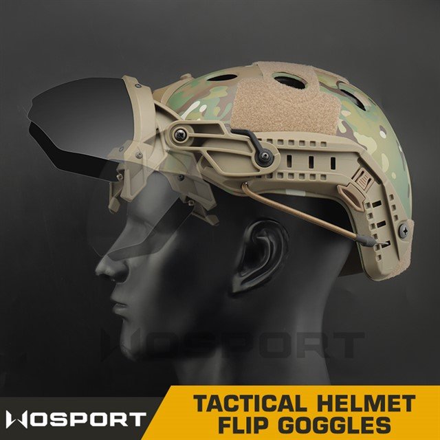 Tactical helmet outer suspension flip goggles - TAN