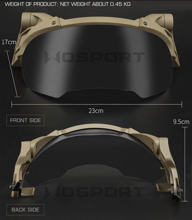 Tactical helmet outer suspension flip goggles - TAN