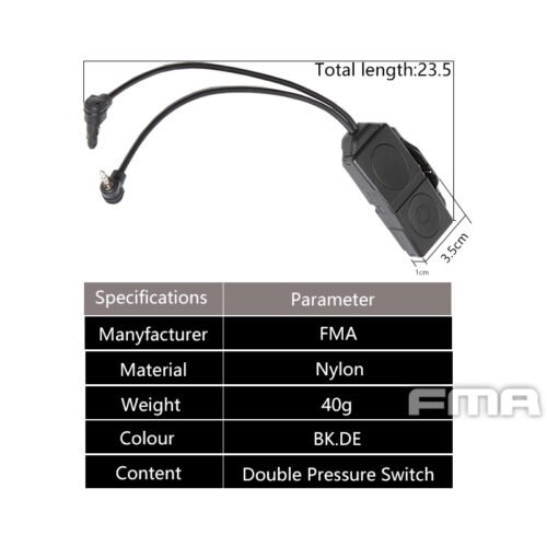 FMA Dual Switch PEQ, Laser Plug and 2.5 mm Connectors without Logo - Black