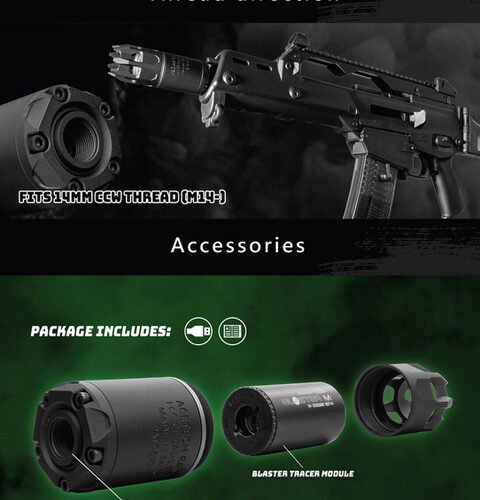 38316 AceTech RAIDER Tracer Suppressor with Muzzle Flame (BLASTER M) - Black