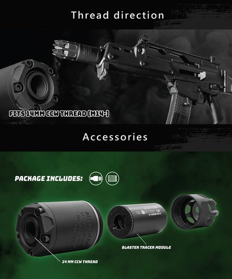 38316 AceTech RAIDER Tracer Suppressor with Muzzle Flame (BLASTER M) - Black