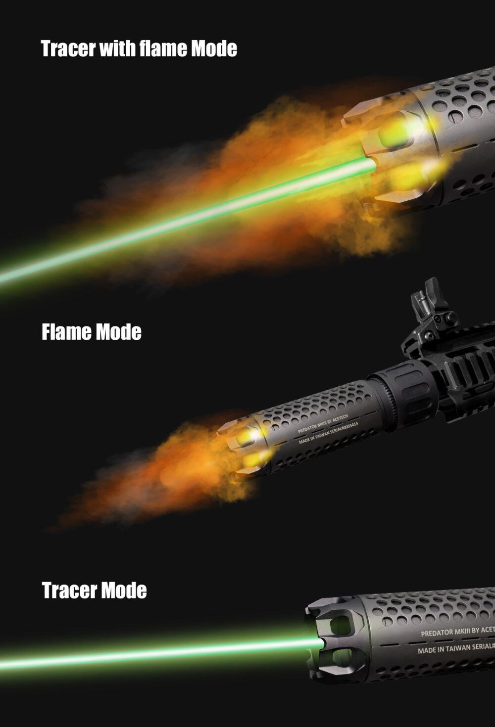 AceTech PREDATOR MKIII (BLASTER MS) QD Tracer Suppressor - Black