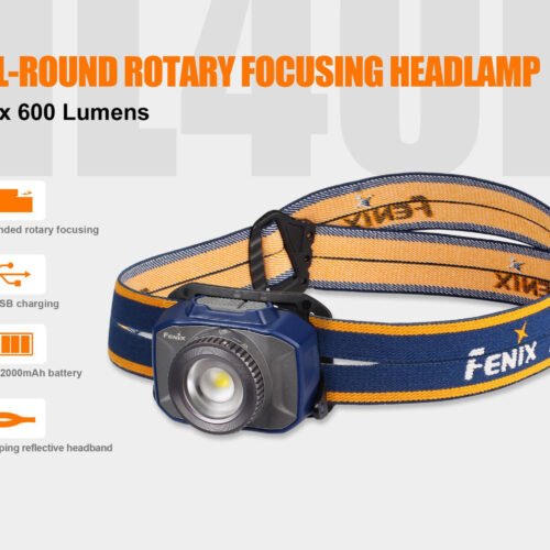 FENIX HL40R FOCUSABLE USB RECHARGEABLE HEADLAMP - GREY