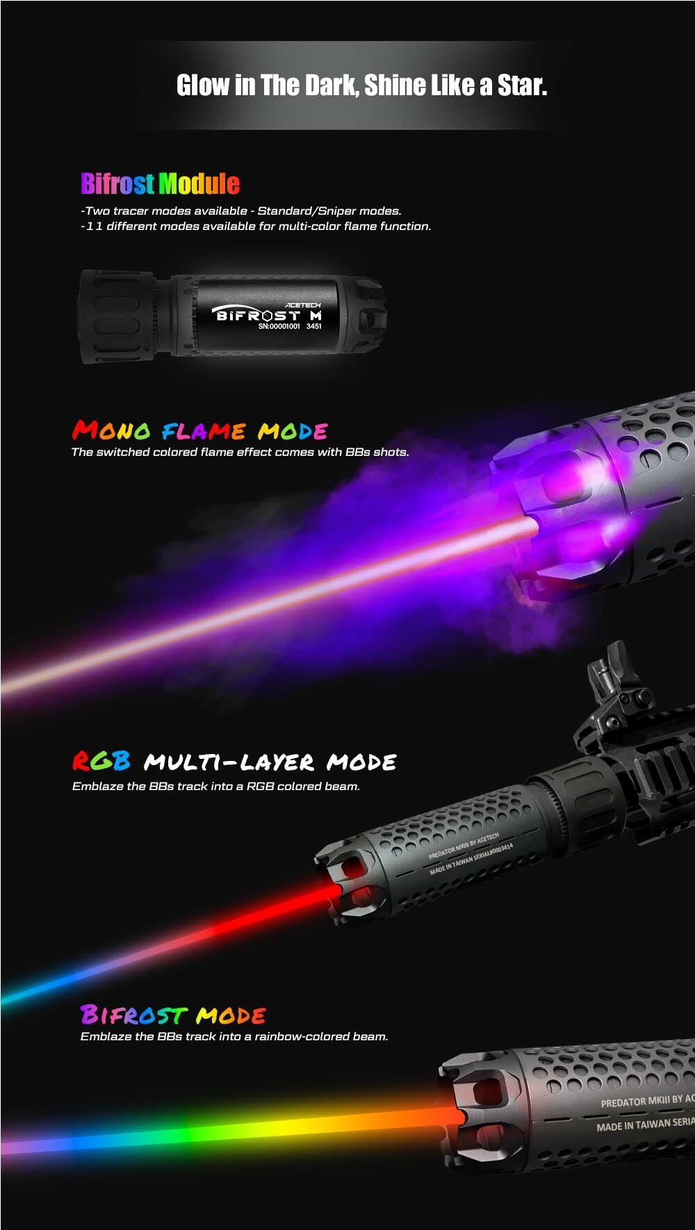 AceTech PREDATOR MKIII (BIFROST) QD Tracer Suppressor - Black