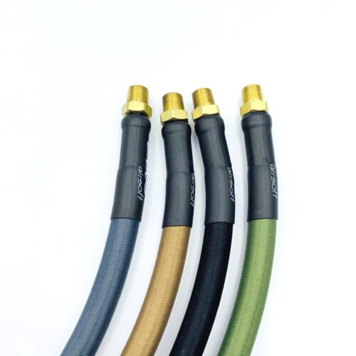 40212 EPeS IGL HPA S a F Braided Hose, 20 cm, QD Foster plus 1/8 NPT - Grey