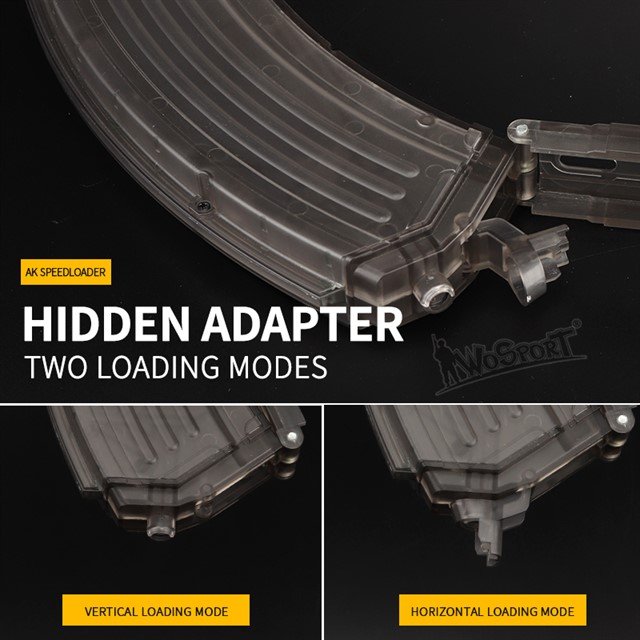 Speedloader type AK, 1000 BBs - Transparent (dark)