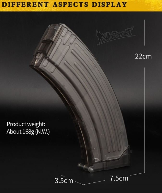 Speedloader type AK, 1000 BBs - Transparent (dark)