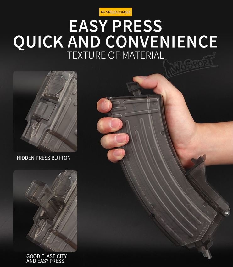 Speedloader type AK, 1000 BBs - Transparent (dark)