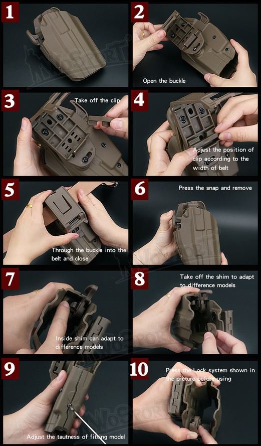 WST Universal Belt Holster GB35 for Full Size Pistols, Right Hand - MC