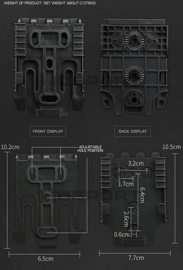 WST Quick Locking System Kit for QLS Holsters - Black