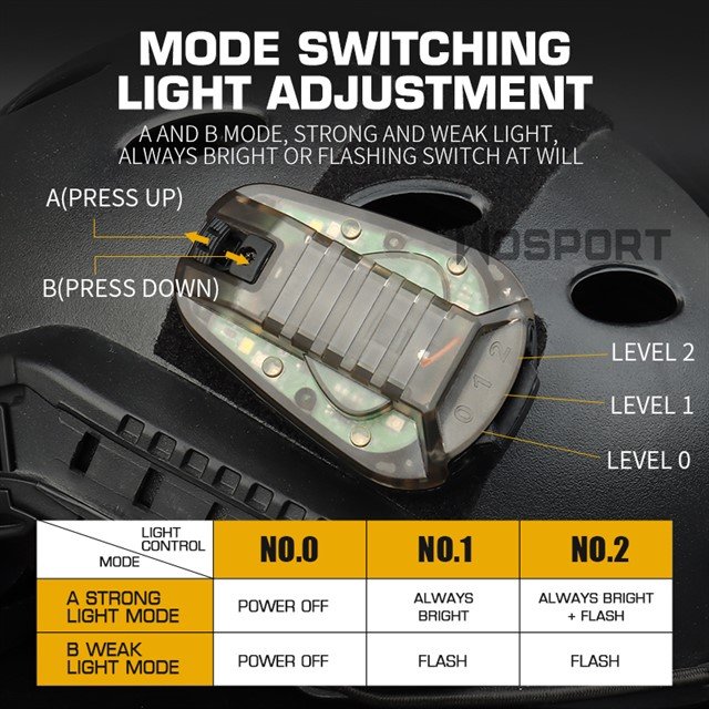 WST helmet signal light - TAN (red light)