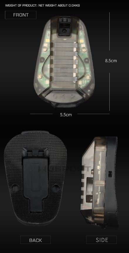 WST helmet signal light - TAN (red light)