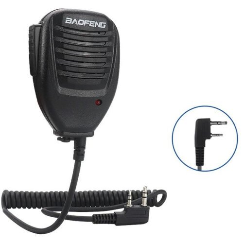 External Speaker with Mic for Baofeng Radios, Kenwood 2-pin - Black